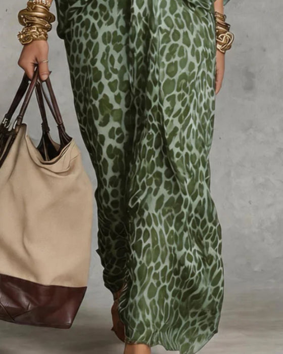 Kleid Trendy Leopard Fledermausärmel