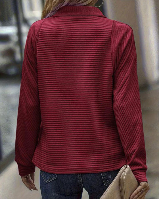 Pullover Mit Einfärbigem Design Und Reißverschluss