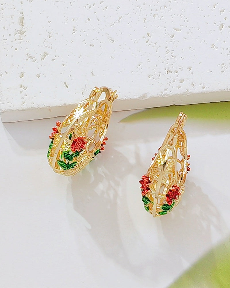 Ohrringe Vintage Blumen‑Creolen
