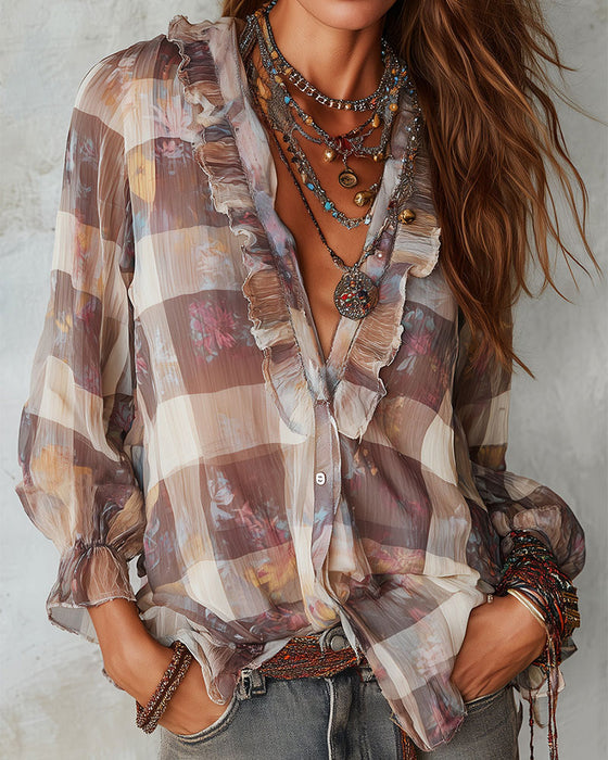 Hemd Karo Rüsche Design