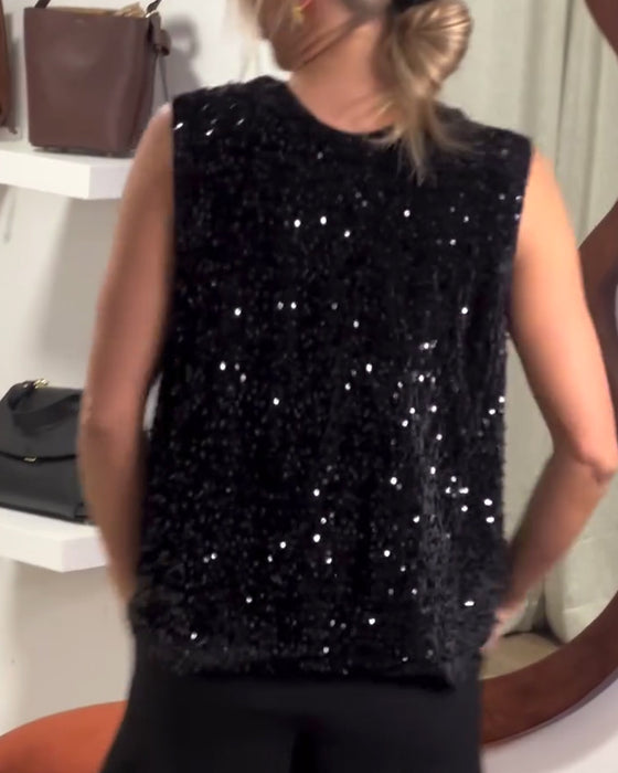 Tanktop Modisch Schleife Glitzer