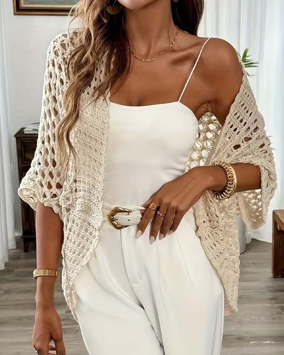 Cardigan Ausgeschnitten Locker Gestrickt