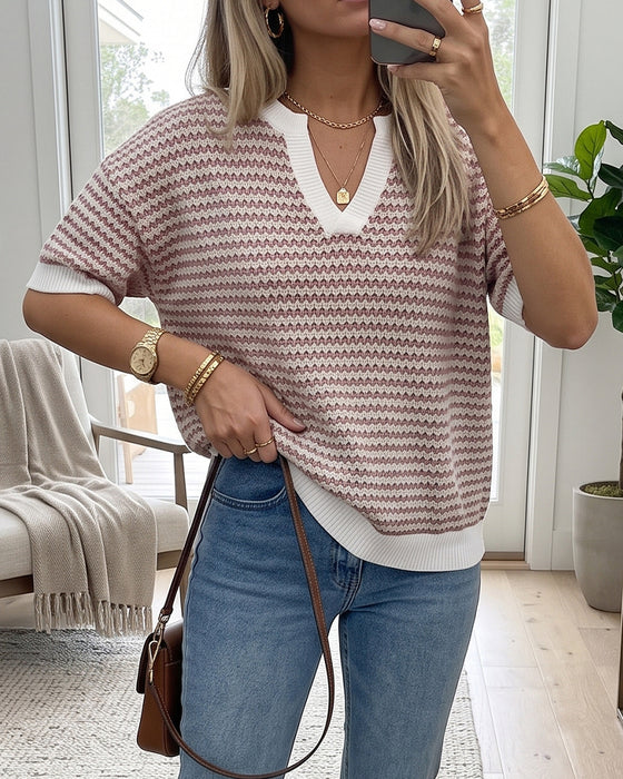 Pullover V-Ausschnitt Trendy Lässig
