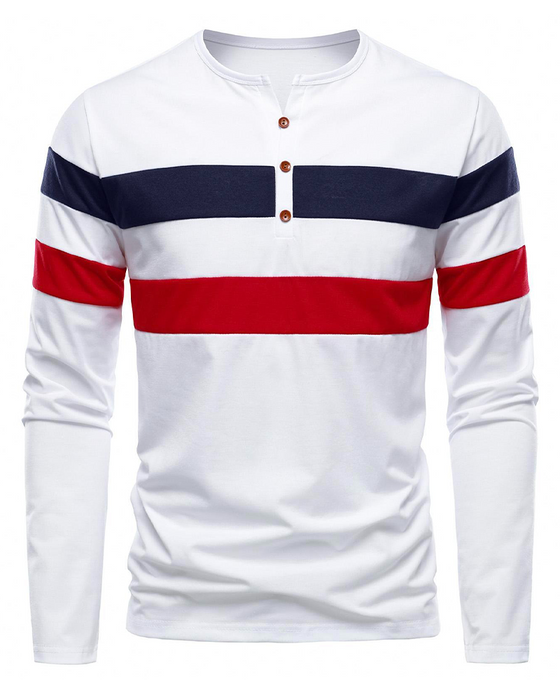 T-Shirt Rundhals Gestreift Langarm Herren