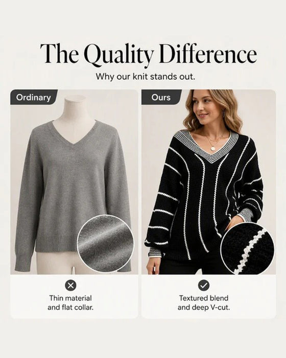 Pullover Sweater Lässig Loose Fit Streifen