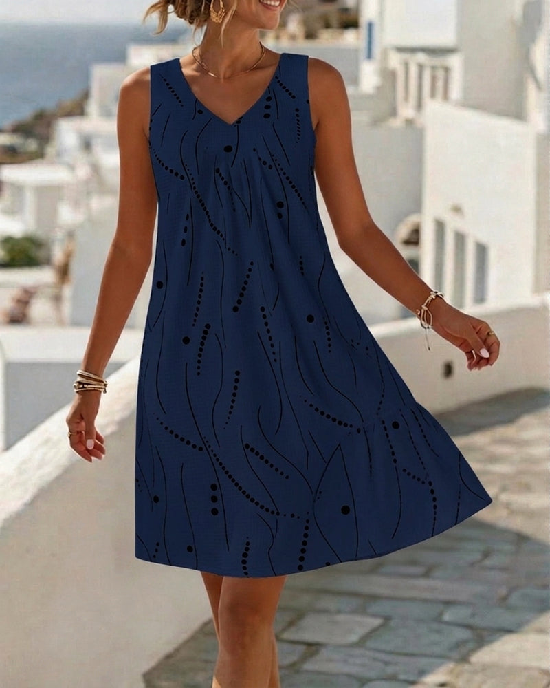 Kleid Ärmellos V Ausschnitt A-Linie Patchwork