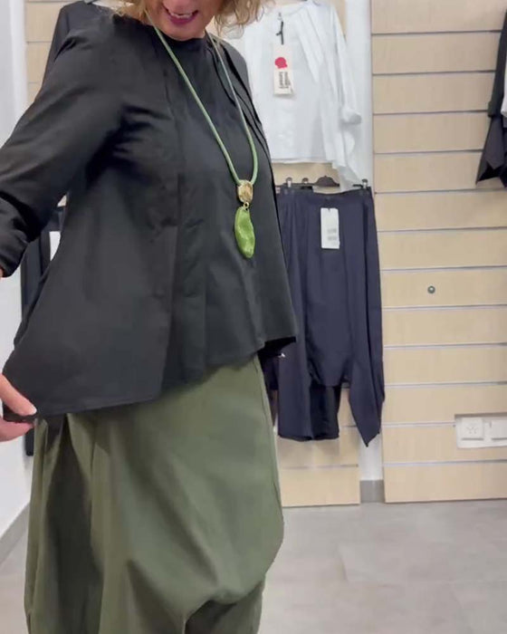 Top Unregelmäßiger Saum Plissiert Rundhals