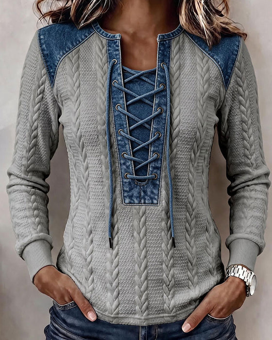 Sweatshirt Bindung Patchwork Lässig
