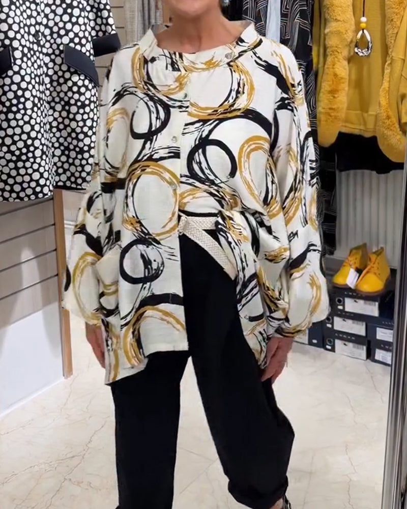 Hemd Stehkragen Knopf Neuheit Druck