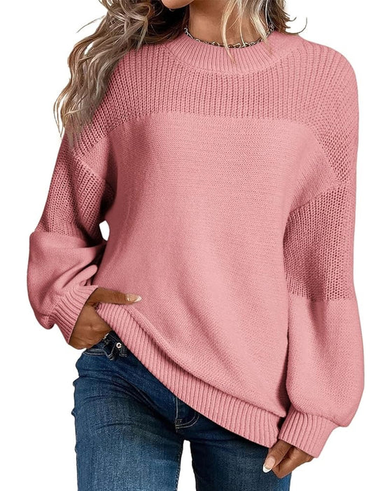 Pullover Unifarben Laternenärmel