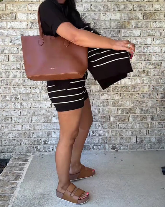 Set Streifen Locker Freizeit Shorts