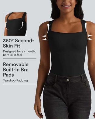Tank Top Uni Farbe Viereckiger Ausschnitt Integrierter Bh