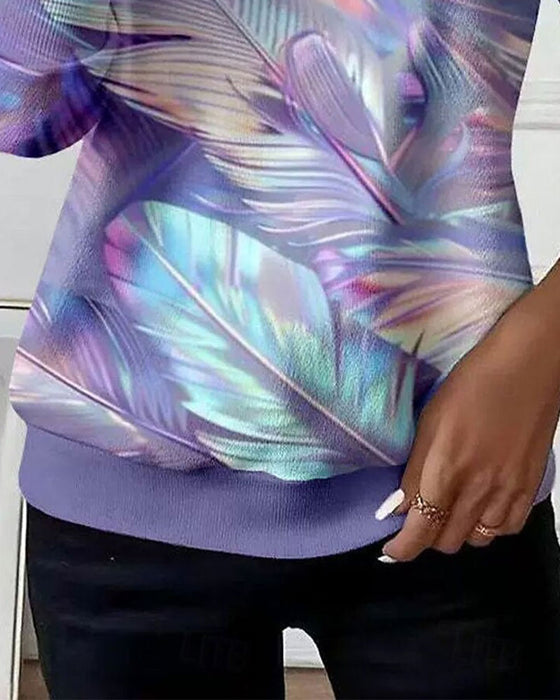 Sweatshirt Reißverschluss Feder Farbblock