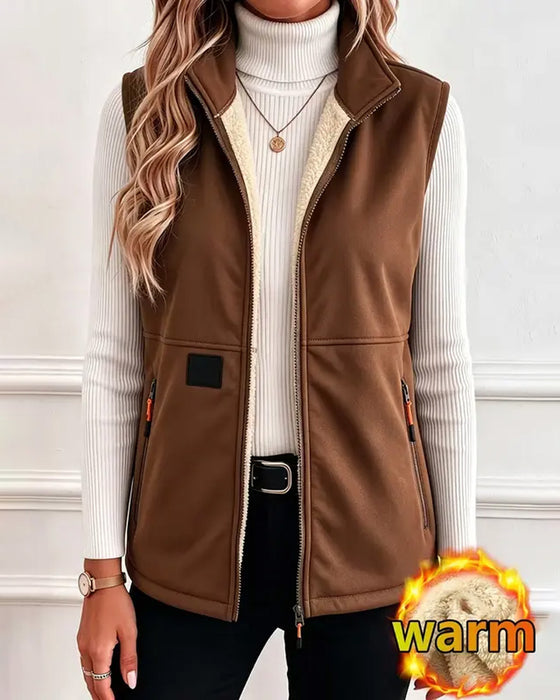 Cardigan Gepolstert Polar Fleece Offene Vorderseite