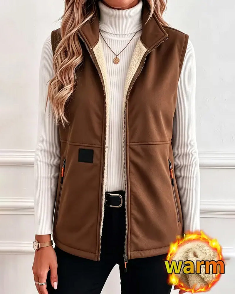 Cardigan Gepolstert Polar Fleece Offene Vorderseite