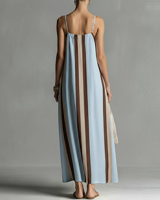 Lässiges Gestreiftes Trägerkleid