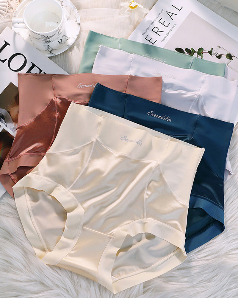 Damen hohe Taille Eisseide Satin nahtlose sexy Slip mit Po-Lift und Bauchkontrolle