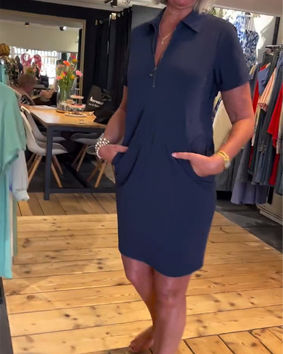 Kleid Revers Reißverschluss