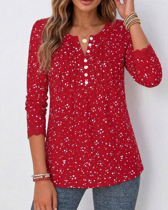 Top Spitze Casual Langarm