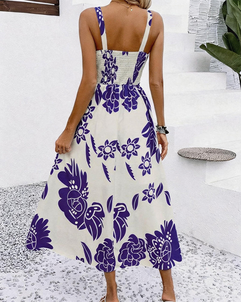 Kleid Elegant Träger Druck