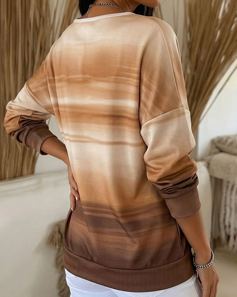 Sweatshirts V-Ausschnitt Langarm Ombre
