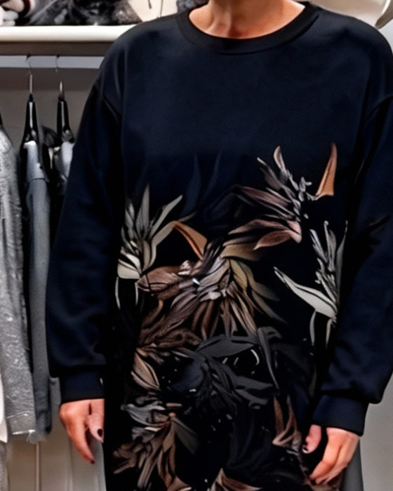 Kapuzen-Sweatshirtkleid Mit Platziertem Druck