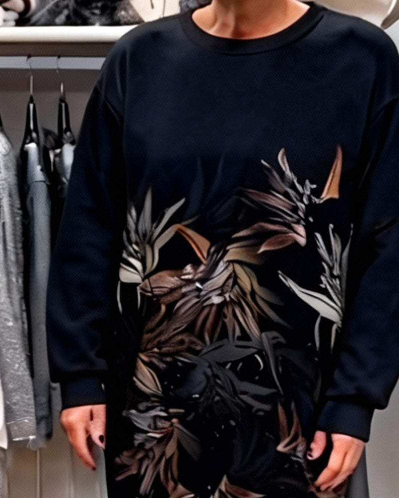 Kapuzen-Sweatshirtkleid Mit Platziertem Druck