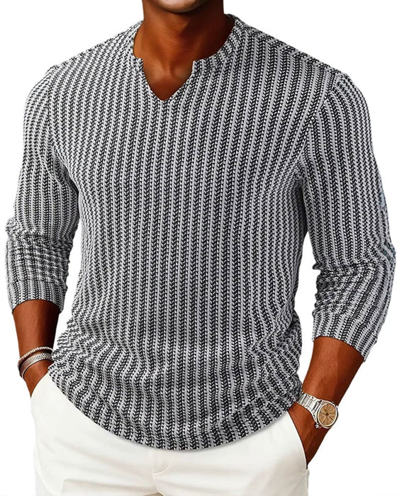 Top Gestreift Dreiviertelarm Herren