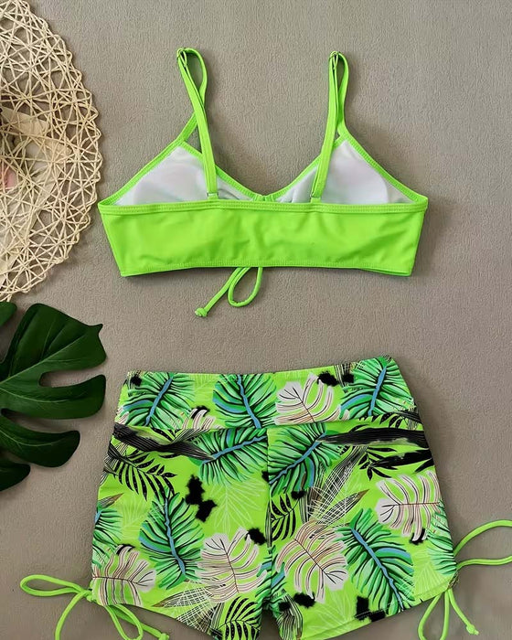 Bikini Halfterhals Weste Tropisch Blatt