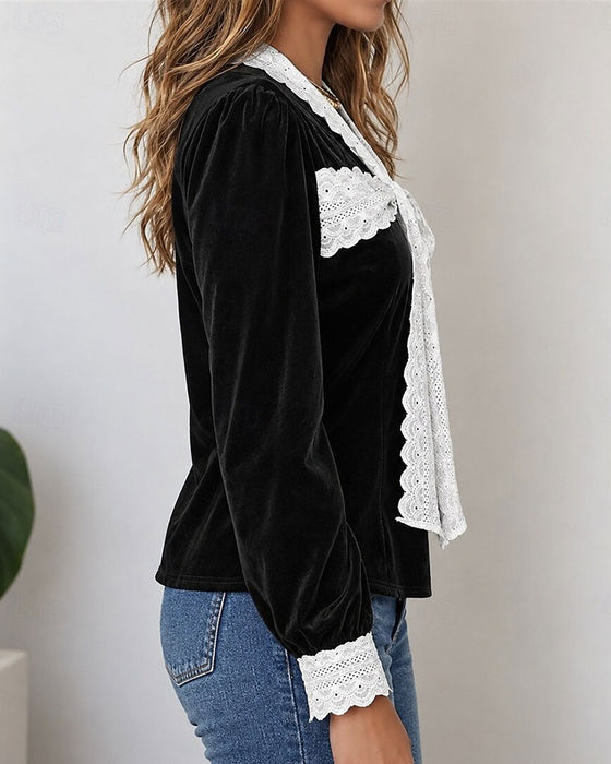 Oberteil V-Ausschnitt Schleife Patchwork