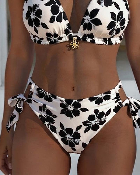 Bikini Hibiskus Druck Halter