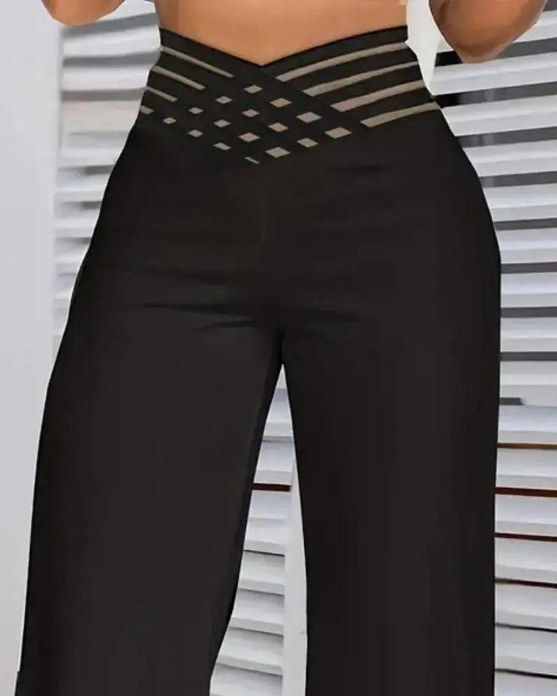 Hose Kreuz-Taille Leopard Druck Ausgestellt