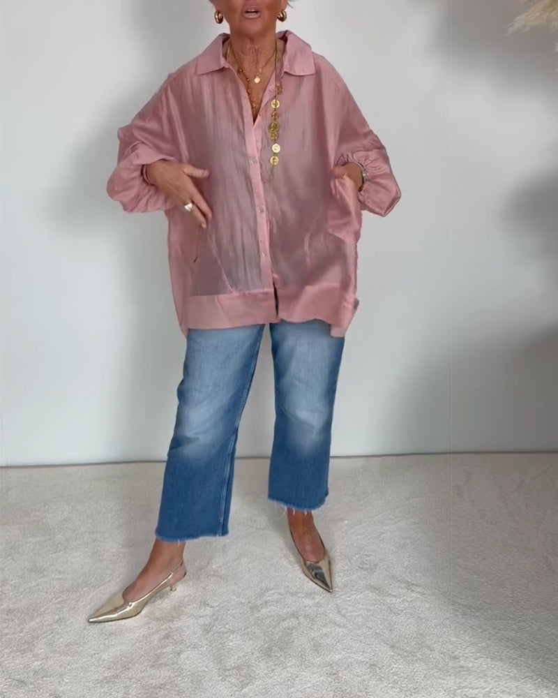 Hemd Laterne Ärmel Sheer Locker