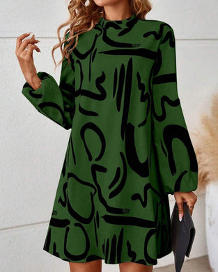 Kleid modisch geometrischer Kontrastdruck