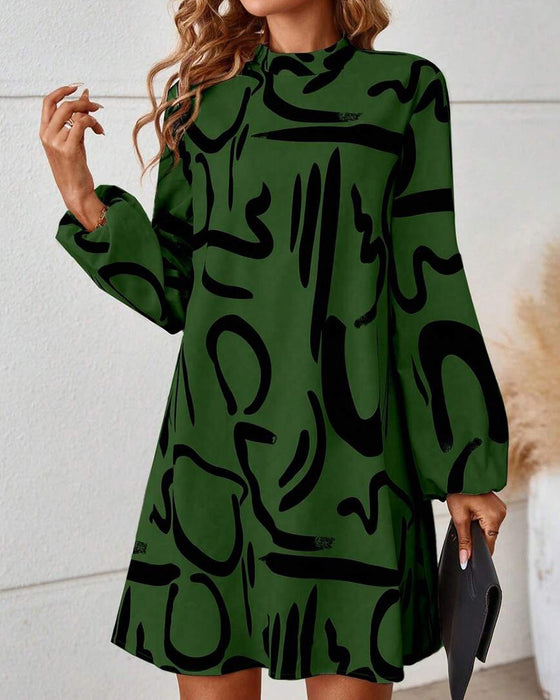 Kleid modisch geometrischer Kontrastdruck
