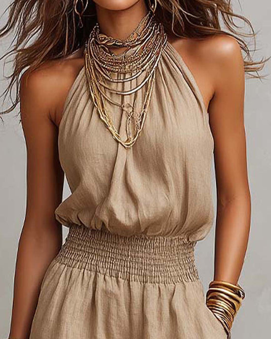 Overall Elegant Halter Gerafft