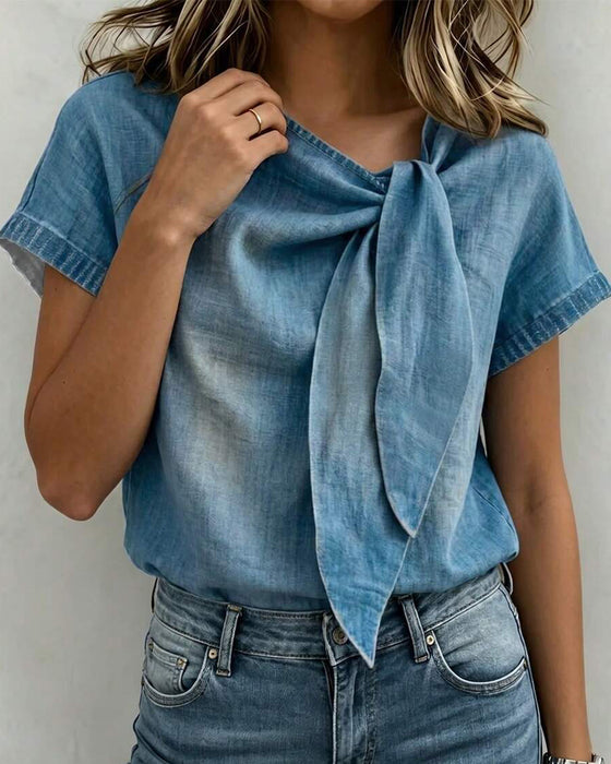 Bluse Kurzarm Schnürung