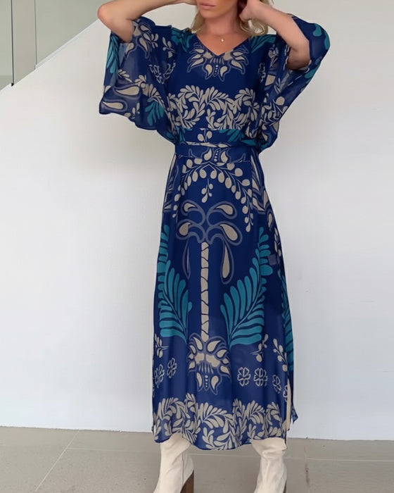 Kleid Boho V-Ausschnitt Weit
