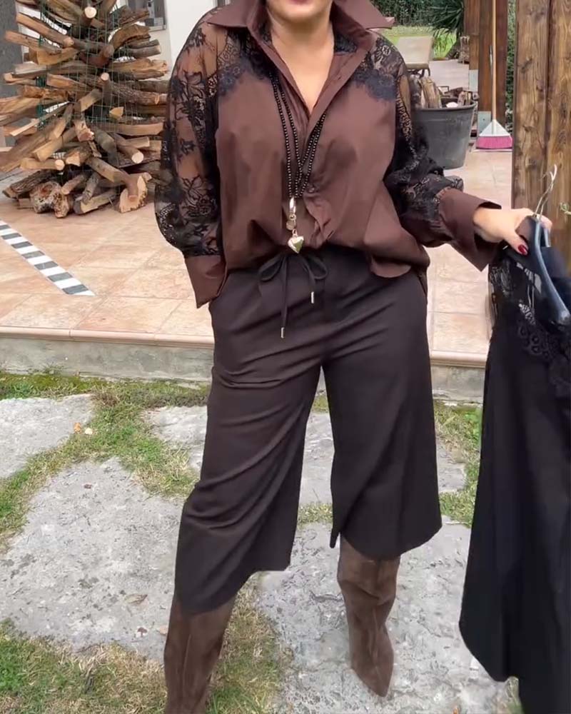 Sexiges Hemd mit Patchwork-Details und Kragen