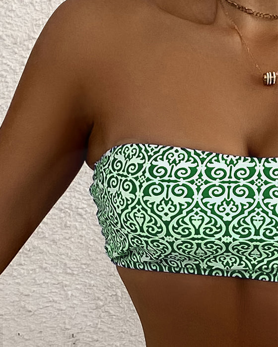 Bikini Bandeau Blumenmuster Zweiteilig