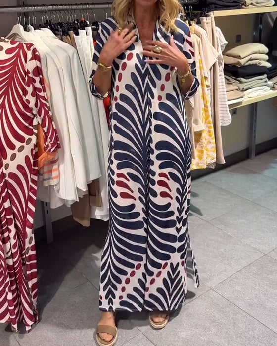 Kleid Temperamentvoll Halbärmel Druck