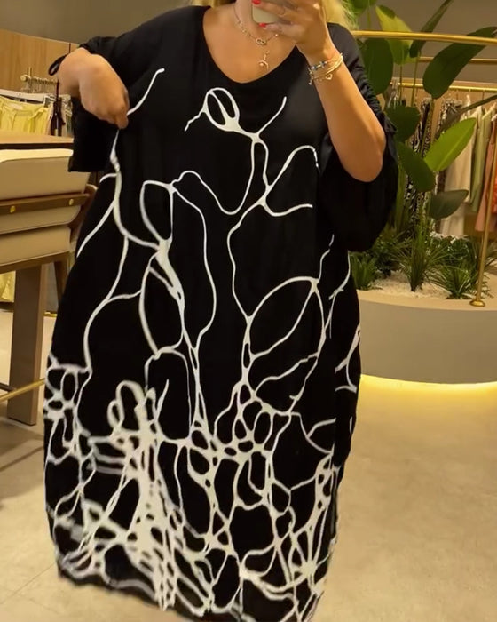 Kleid Rundhals Linie Locker