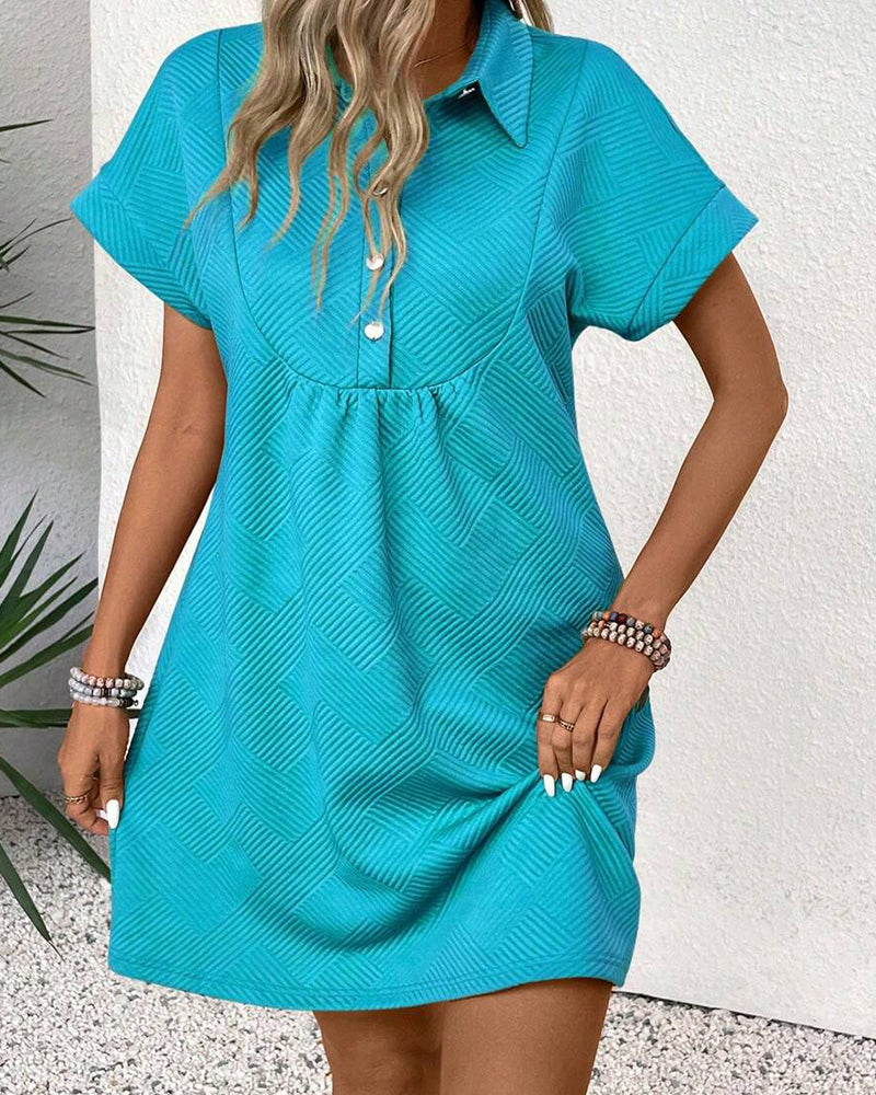 Babydoll-Kleid Jacquard Polokragen Knopfleiste