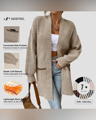 Cardigan Taschen Langer Pullover