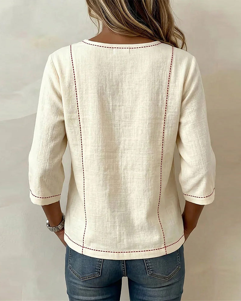Bluse Quadratischer Ausschnitt Binden Vorne Loose Fit
