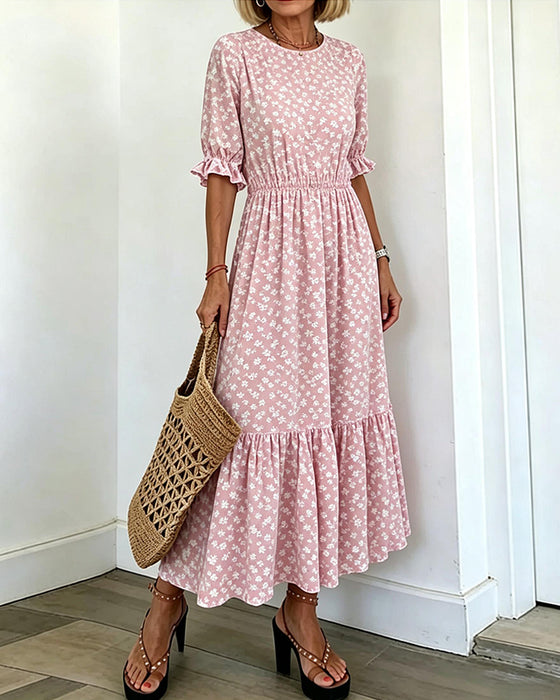 Kleid Rundhals Bedruckt