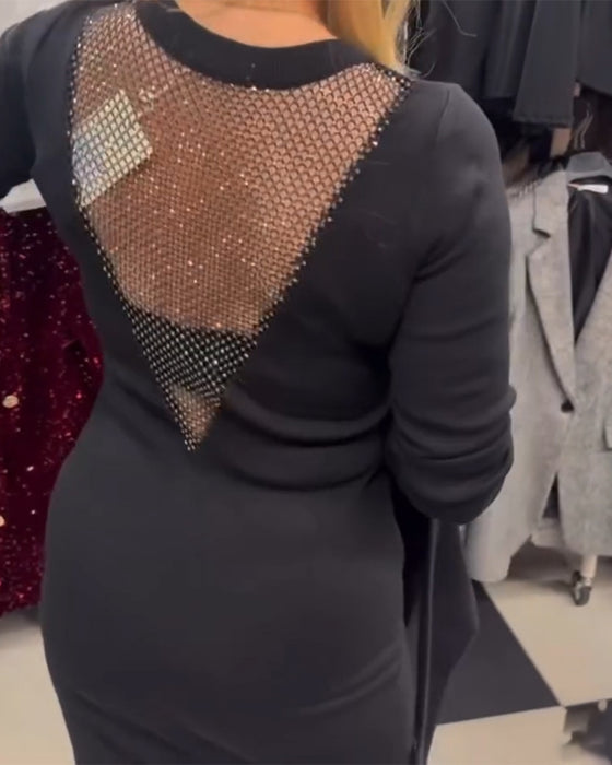 Kleid Mesh-Einsatz rückenfrei Bodycon