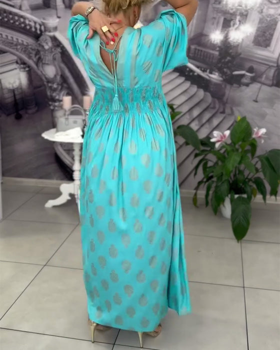 Kleid locker Urlaubsmuster Taille Maxi