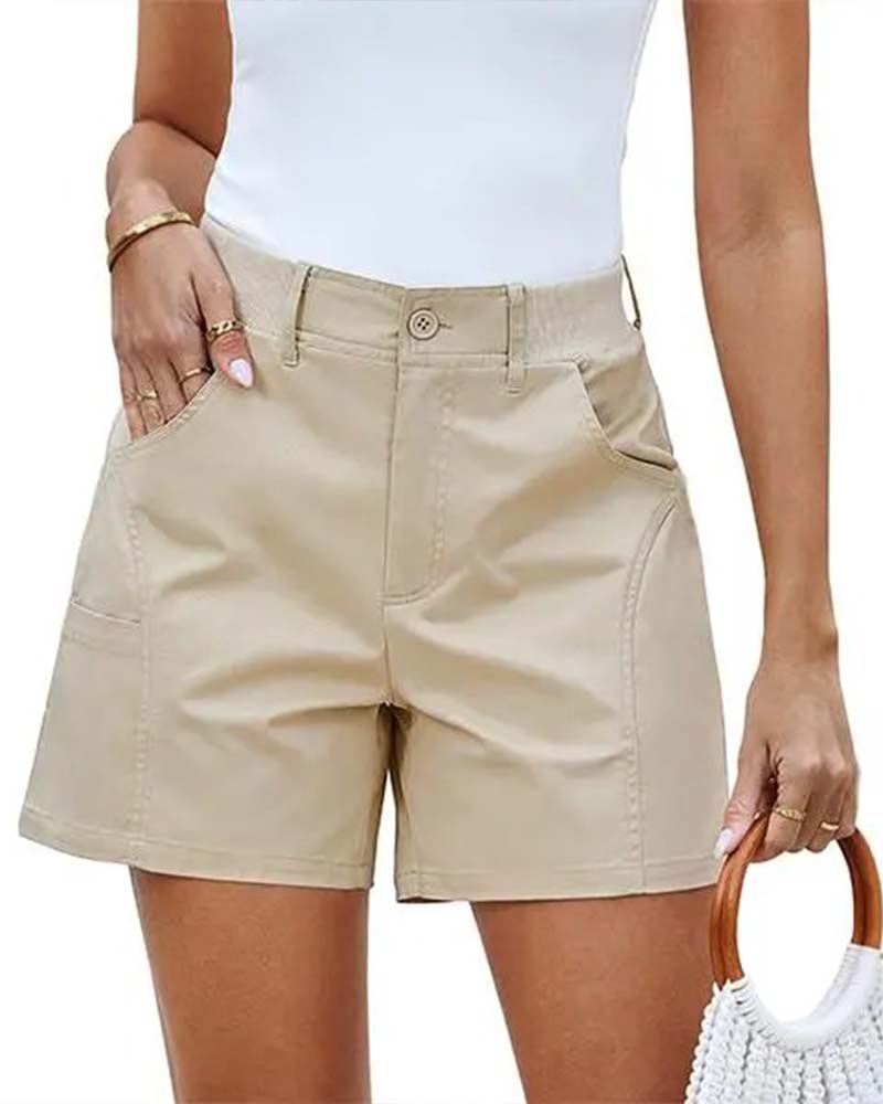 Shorts Mit Taschenknopf Unifarben