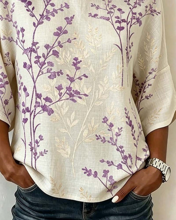 Bluse Rundhals Patchwork Locker